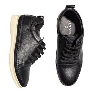 Calto Men's Black Leather 3" Invisible Height Increasing Lace Up Casual Shoes 6